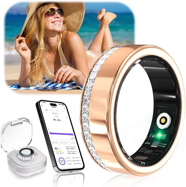 Smart Ring Goud | 34% Retour Deal | Slimme Fitness Tracker, Bijoux, Sacs & Beauté, Trackers d'activité, Envoi
