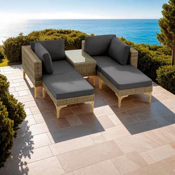 Rotanlounge met aluminium frame Bellaria - natuur, Tuin en Terras, Verzenden, Nieuw