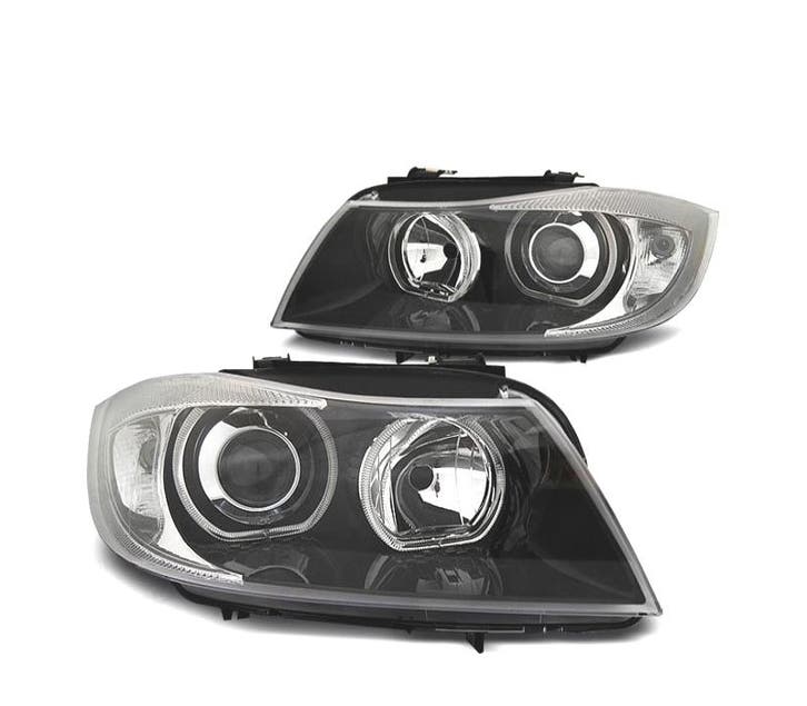 PHARES BMW E90 E91 05-08 ANGEL EYES LED CCFL FOND NOIR, Auto-onderdelen, Verlichting, Verzenden