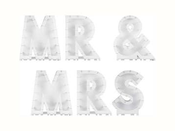 Veiling - Ginger Ray - Ballonstandaard Mr & Mrs - Wit - Per, Hobby en Vrije tijd, Feestartikelen, Nieuw