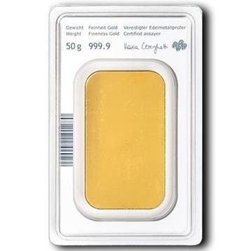 50 gram - Goud .999 - 50g .9999 Fine Gold Bar Austrian Mint, Postzegels en Munten, Edelmetalen en Baren