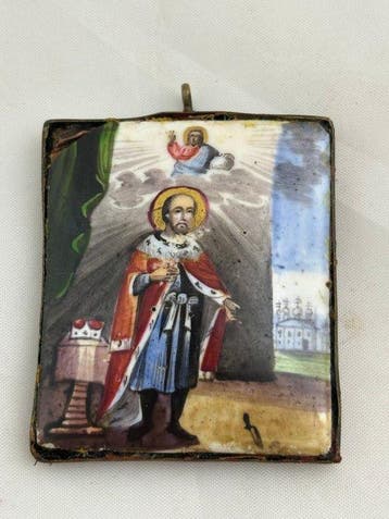 Icoon - Russische Finift van Sint-Michaël van Tver - Emaille