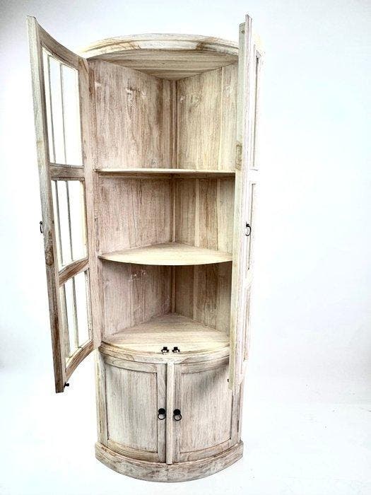 Vitrinekast - Hout - Halvemaanvormige hoek., Antiek en Kunst, Kunst | Designobjecten