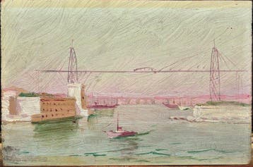 Franse school (XIX) - Marine aux bateaux à Marseille (vendu