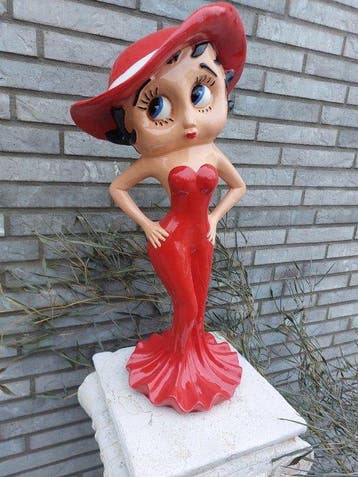 Statue, Betty Boop in a festive dress with hat - 58 cm -