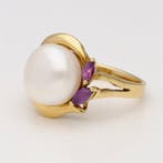Ring - 18 karaat Geel goud Parel, Nieuw