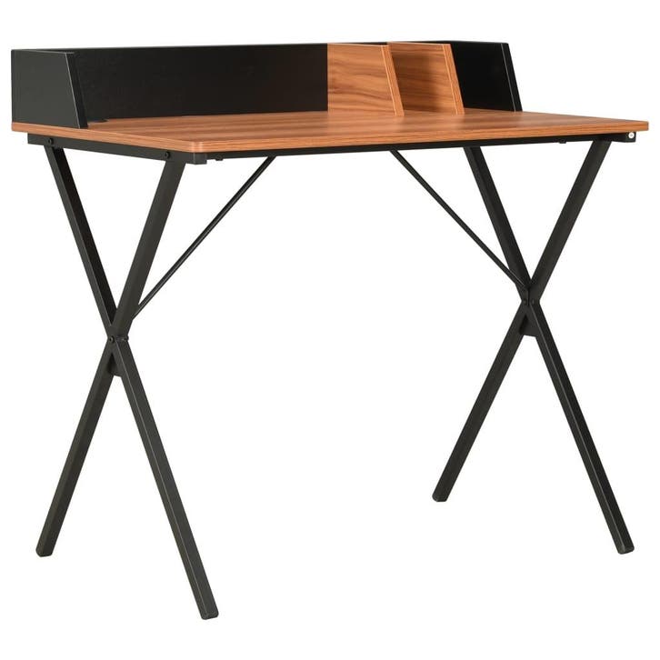 vidaXL Bureau 80x50x84 cm zwart en bruin, Maison & Meubles, Bureaux, Envoi