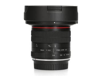 Meike EF-S 8mm f/3.5 - Groothoeklens - 1 jaar garantie, Ophalen of Verzenden, Comme neuf