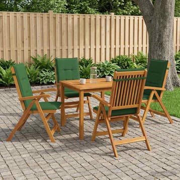 vidaXL 5-delige tuin eetset Naturel Massief Acacia Hout, Verzenden, Nieuw