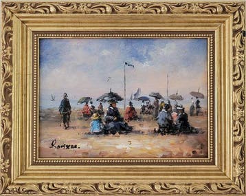 Camille Rousseau (1949) - Les élégantes à la plage ~, Antiquités & Art