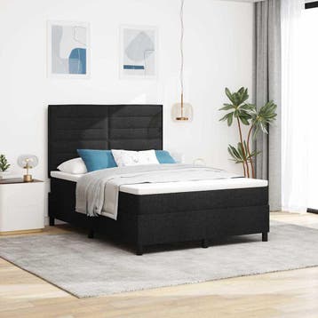 vidaXL Boxspring bed met matras met LED Zwart 160 x 200 cm, Huis en Inrichting, Slaapkamer | Bedden, Verzenden, Nieuw