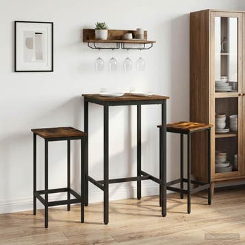 vidaXL Barkruk 2 st Gerookt eiken 40 x 32 x 64 cm Bewerkt, Verzenden, Nieuw