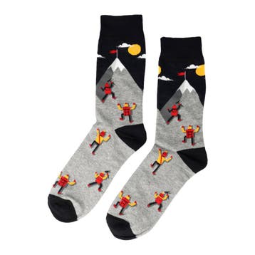 Sokken - Bergbeklimmen Print - Zwart Grijs - Katoen - Maat, Kleding | Dames, Sokken en Kousen, Nieuw