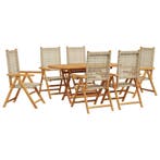 vidaXL Tuin Eettafel Set 7 pcs Beige Massief Acacia Hout, Verzenden