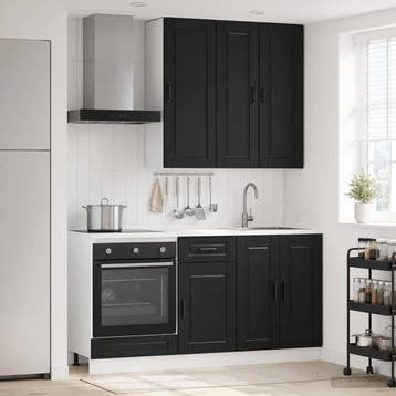 vidaXL Keukenblok PORTO 5 st Zwart Bewerkt hout, Verzenden, Nieuw