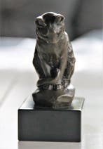 Beeld, sitting cat - 12 cm - brons marmer