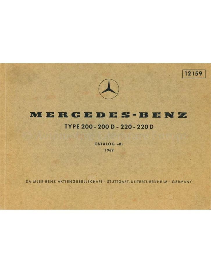 1969 MERCEDES BENZ 200 | 200 D | 220 | 220 D ONDERDELEN, Autos : Divers, Modes d'emploi & Notices d'utilisation