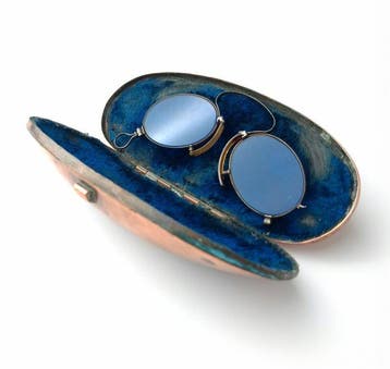 Other brand - Spectacles w/ Cobalt-Blue Lenses & Copper Case, Antiek en Kunst