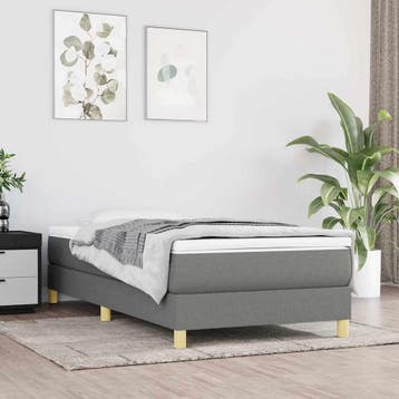vidaXL Boxspring bed 100x200 cm stof donkergrijs, Verzenden, Nieuw