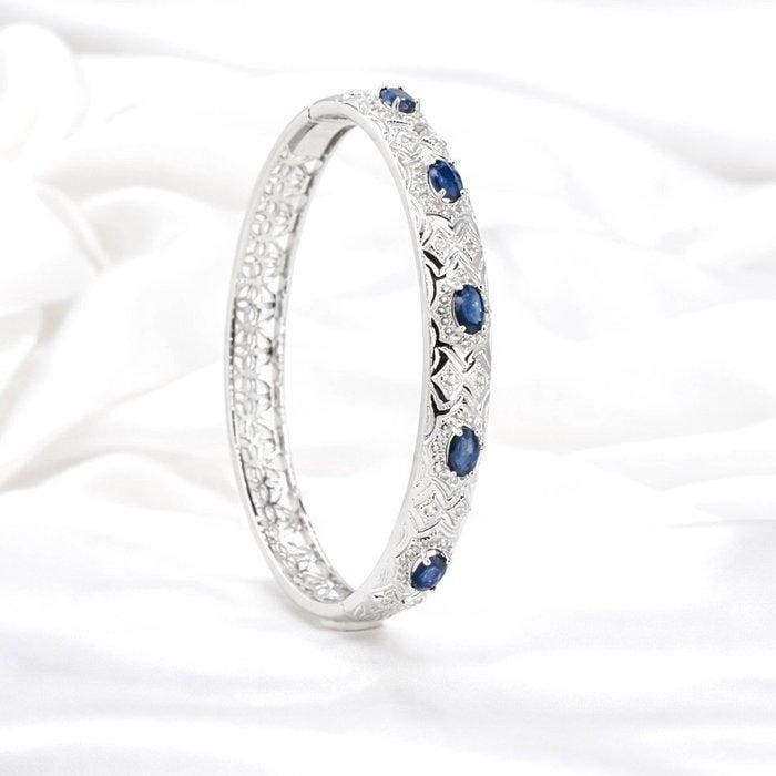 Zonder minimumprijs - Armband Verguld Saffier - Topaas - 18k, Handtassen en Accessoires, Armbanden