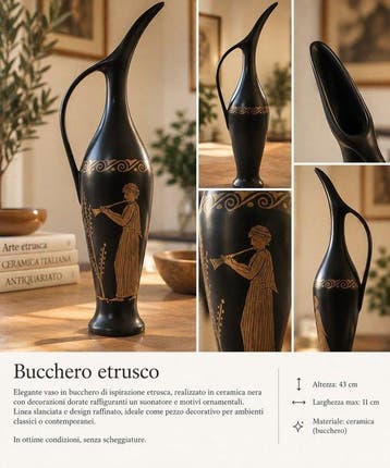 artigiano - Vaas - Keramiek - Elegante bucchero-kruik