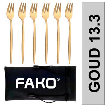 Fako Bijoux - Gebaksvork / Dessertvork Smal - 13cm - Goud -, Verzenden, Nieuw