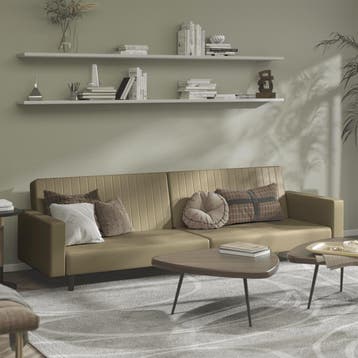 vidaXL Slaapbank / zetel 2-zits kunstleer cappuccinokleurig, Huis en Inrichting, Zetels | Zetels, Verzenden, Nieuw