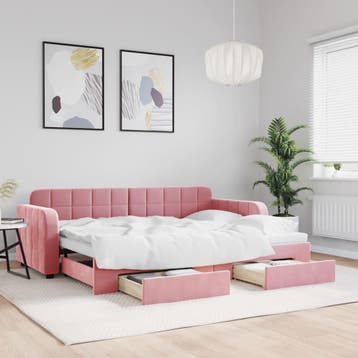 vidaXL Slaapbank met onderschuifbed en lades 80x200 cm, Verzenden, Nieuw