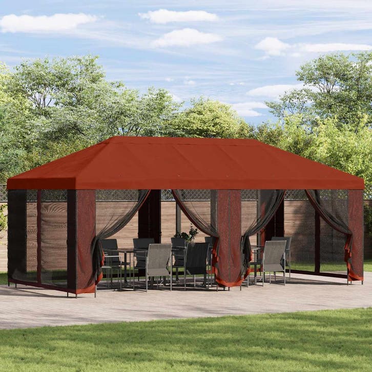 vidaXL Paviljoen met zijwanden 6 x 3 m Terracotta Polyester, Jardin & Terrasse, Tonnelles, Envoi