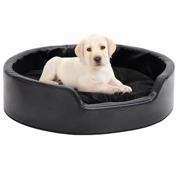 vidaXL Hondenmand 69x59x19 cm pluche en kunstleer zwart, Dieren en Toebehoren, Honden-accessoires, Verzenden, Nieuw
