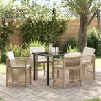 vidaXL Tuin Eettafel Set 5 pcs Beige Gepoedercoat staal, Verzenden, Nieuw