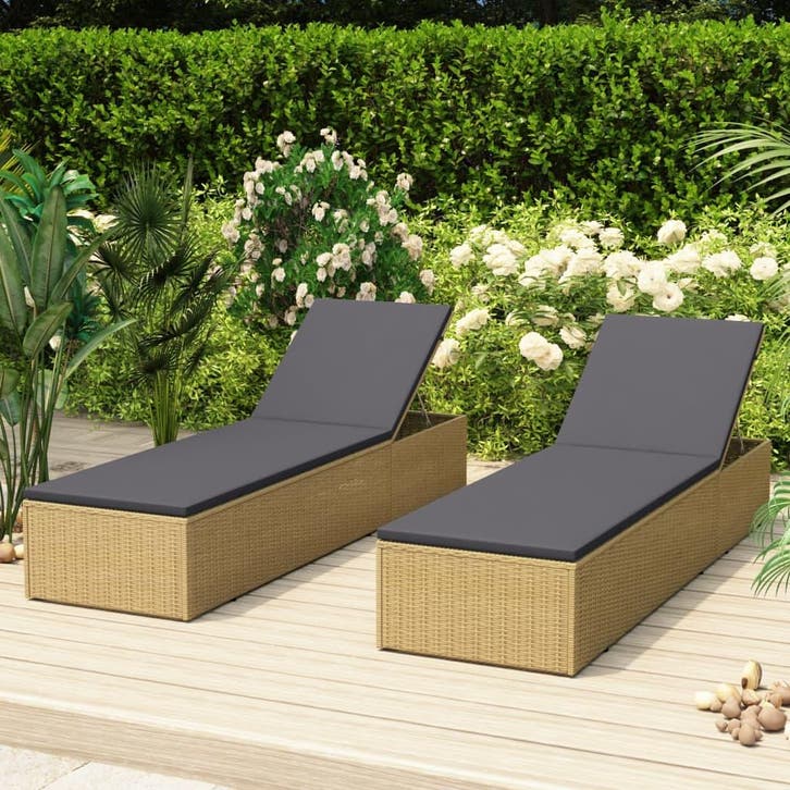 vidaXL Ligbed poly rattan bruin en donkergrijs, Tuin en Terras, Ligbedden, Nieuw, Verzenden