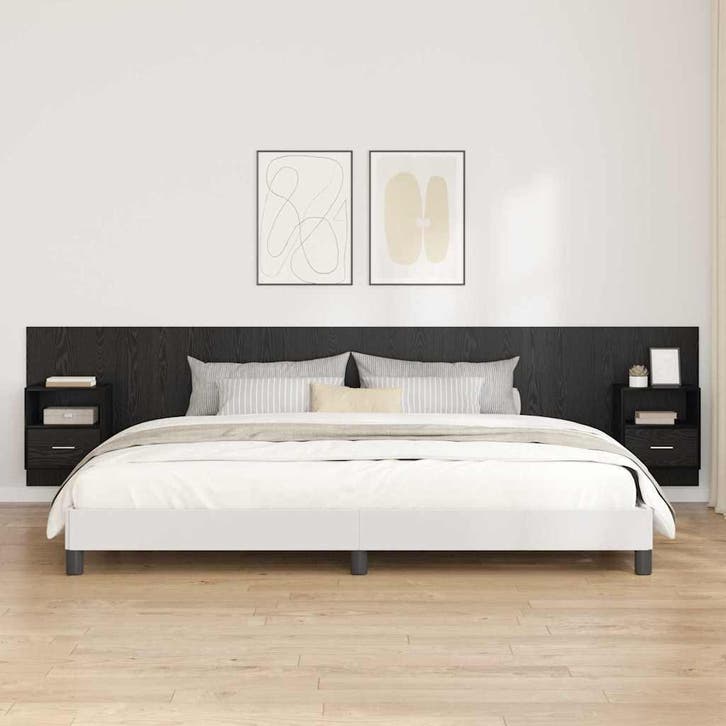 vidaXL Hoofdeinde Met Kast met lade 3 pcs Zwart Eiken, Huis en Inrichting, Slaapkamer | Bedden, Nieuw, Verzenden
