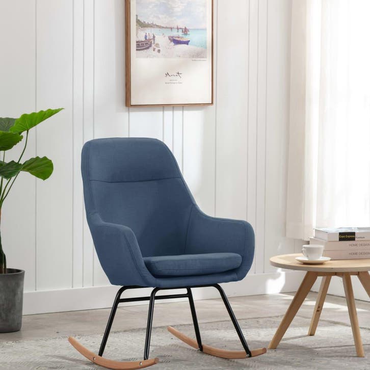 vidaXL Schommelstoel stof blauw, Huis en Inrichting, Stoelen, Nieuw, Verzenden