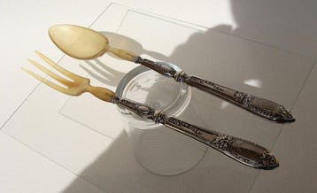 Art Nouveau - Couverts de service à salade - argent 950 -