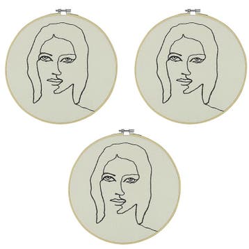 3x muurdecoratie - wanddecoratie face - geborduurd gezicht, Huis en Inrichting, Verzenden, Nieuw