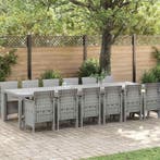 vidaXL Tuin Eettafel Set 13 pcs Lichtgrijs Polt riet, Tuin en Terras, Verzenden, Nieuw