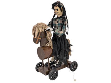 EUROPALMS Halloweenfiguur: Meisje Op Pony, Geanimeerd, 90 Cm