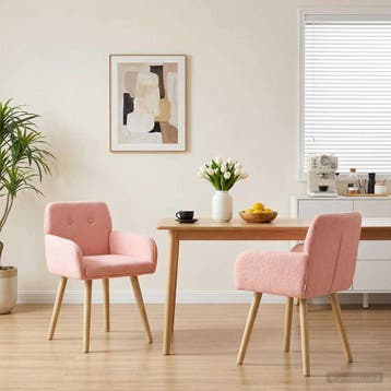 vidaXL Eetstoelen 2 st Bouclé Roze 59 x 57 x 85 cm, Verzenden, Nieuw