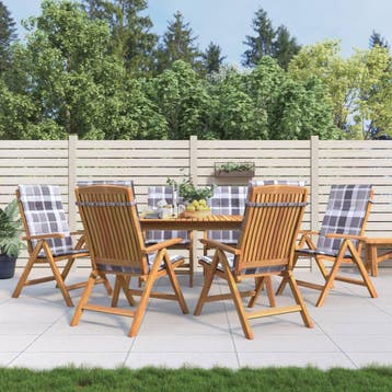 vidaXL Verstelbare klapstoelen met kussens, 6 stuks, massief, Verzenden, Nieuw