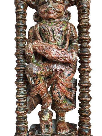 Bhairava met Tamil mridangam - 64 cm - Teak - India - XIXe