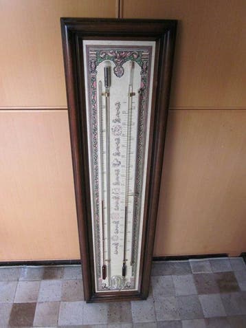 Contra-barometer - bois, verre, mercure, mercure -, Antiquités & Art