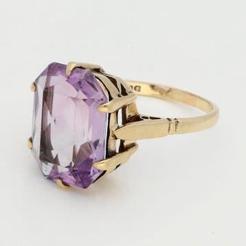 Bague - 9 carats Or jaune Améthyste, Nieuw