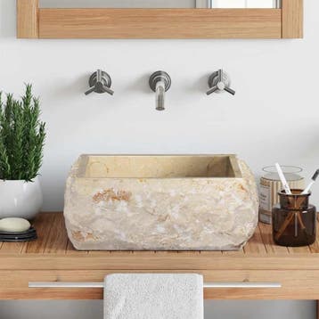 vidaXL Gootsteen 30x30x13 cm marmer crèmekleurig, Doe-het-zelf en Bouw, Sanitair, Verzenden, Nieuw