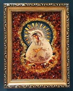 Barnsteen - Handcrafted Baltic Amber Religious Icon – Framed