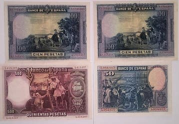 Spanje. - 4 Banknotes - Various Dates (Zonder minimumprijs)