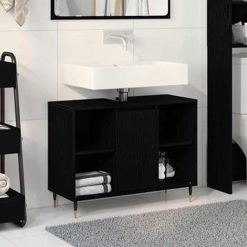 vidaXL Badkamerkast met plank Zwart 80 x 33 x 60 cm Bewerkt, Verzenden, Nieuw