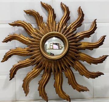 Wandspiegel - Kristal, Hout - Zonnespiegel voor aan de muur,