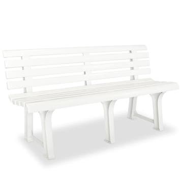 vidaXL Tuinbank 145,5 cm kunststof wit, Jardin & Terrasse, Verzenden