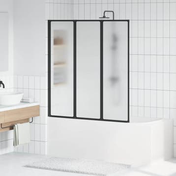 vidaXL Opvouwbare Douchewand Zwart en Volledige Frost 132 x, Verzenden, Nieuw